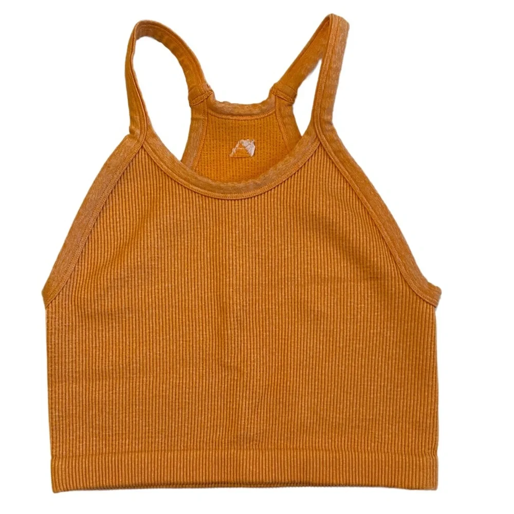 Balance Athletica Orange Ribbed Crop Racerback Top - Picture 1 of 4